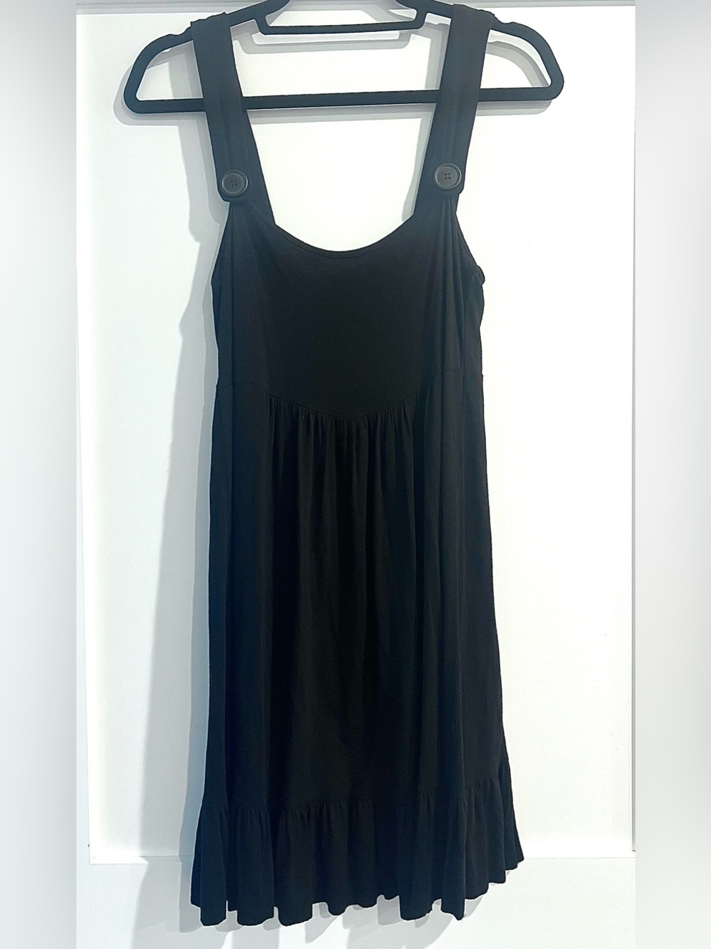 Soprano Black Sleeveless Button-Strap Tunic Dress
